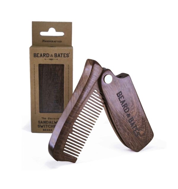 The Sandalwood Switchblade - Handcrafted Folding Beard Comb - Image 2