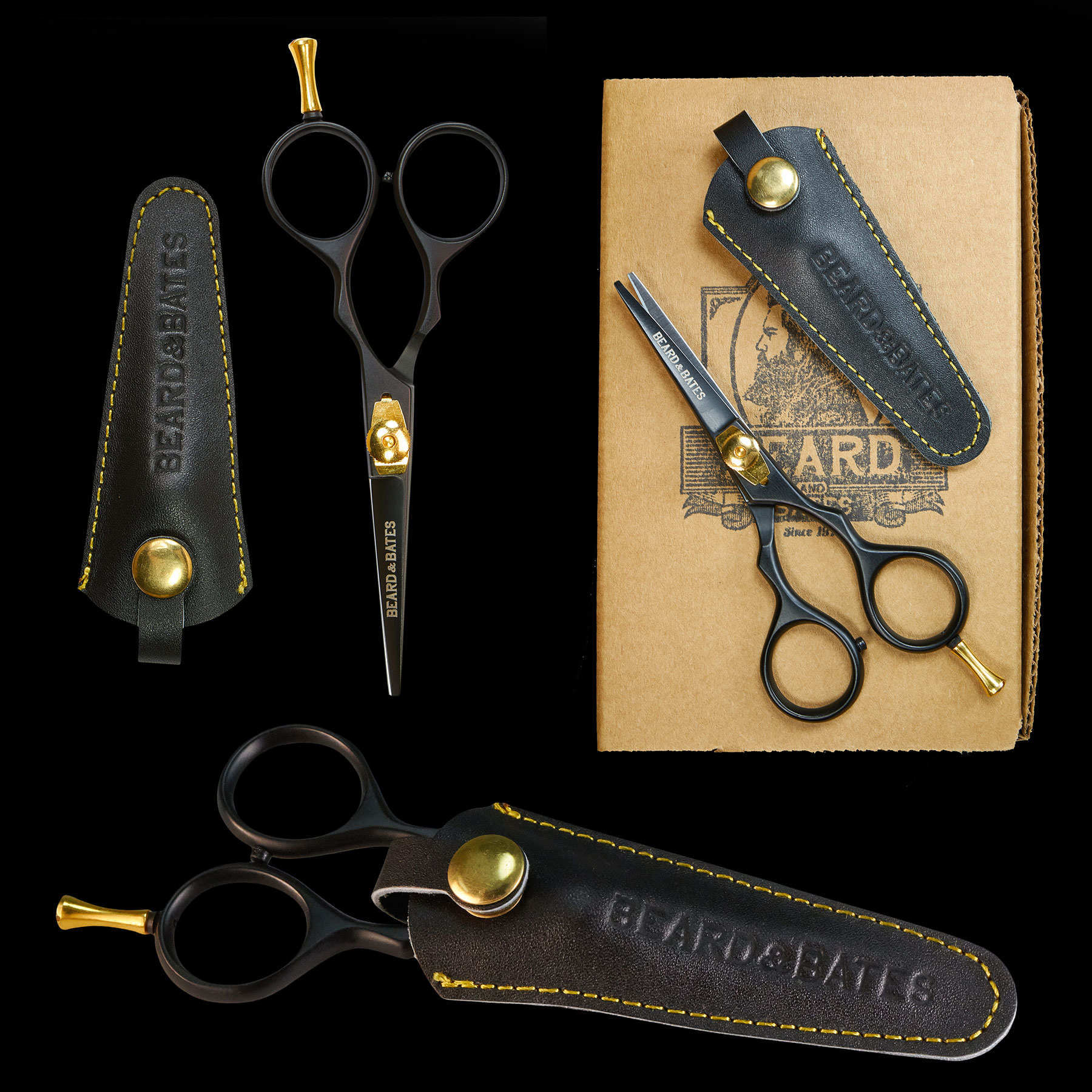1878 Black Label Shears - Premium Grooming Scissors with Leather
